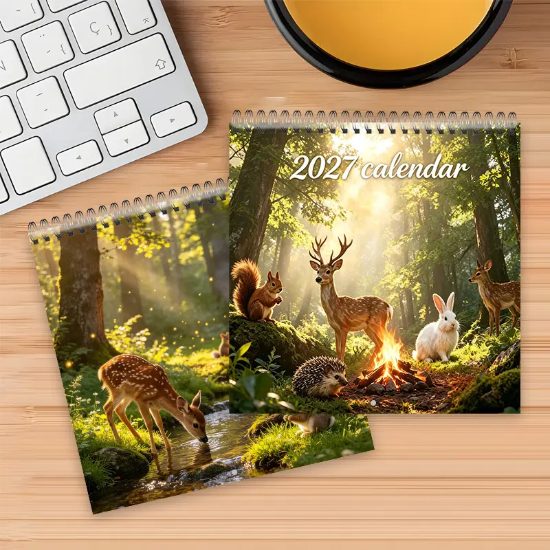 2027 Wall Calendar - Spiral-bound monthly calendar with thick paper, perfect for home and office. 12-page layout with calendars from January to December, featuring a beautifully illustrated cover and monthly date view. Great for home and office decoration