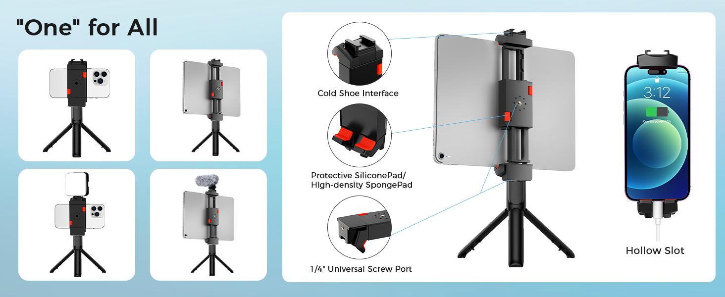 iPhone iPad Tripod Stand, 67" Phone Tripod for iPad Tablet Camera with 2 in1 Holder Remote Carry Bag, Aluminum Extendable iPhone Stand for Video Recording/Selfies/Live Stream/Vlogging iPhone iPad Tripod Stand, 67" Phone Tripod for iPad Tablet Camera with 2 in1 Holder Remote Carry Bag, Aluminum Extendable iPhone Stand for Video Recording/Selfies/Live Stream/Vlogging