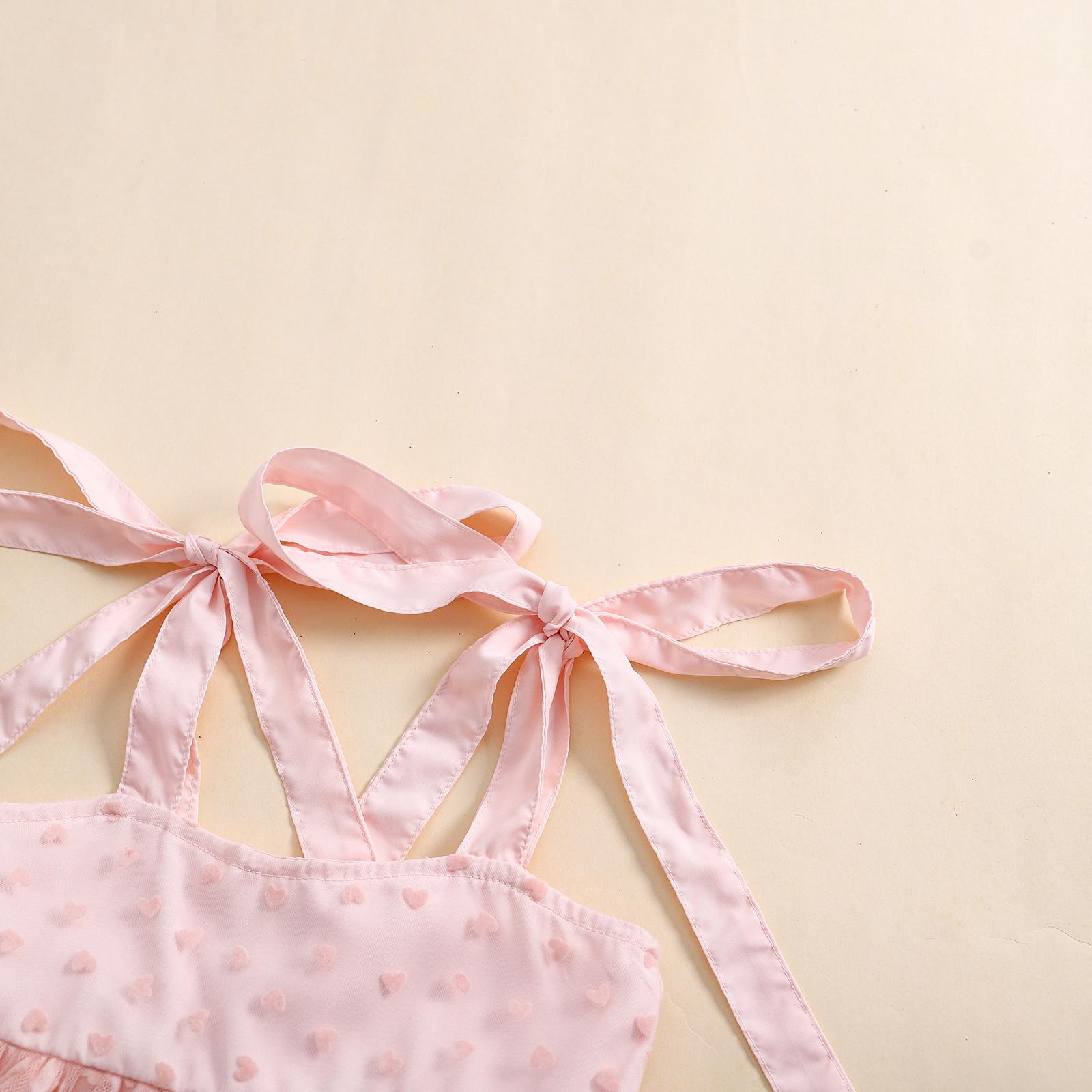 Toddler Baby Girl Princess Boho Dress Sleeveless Spaghetti Strap Swiss Dots Ruffle Tulle Dress Little Girls Summer Outfit