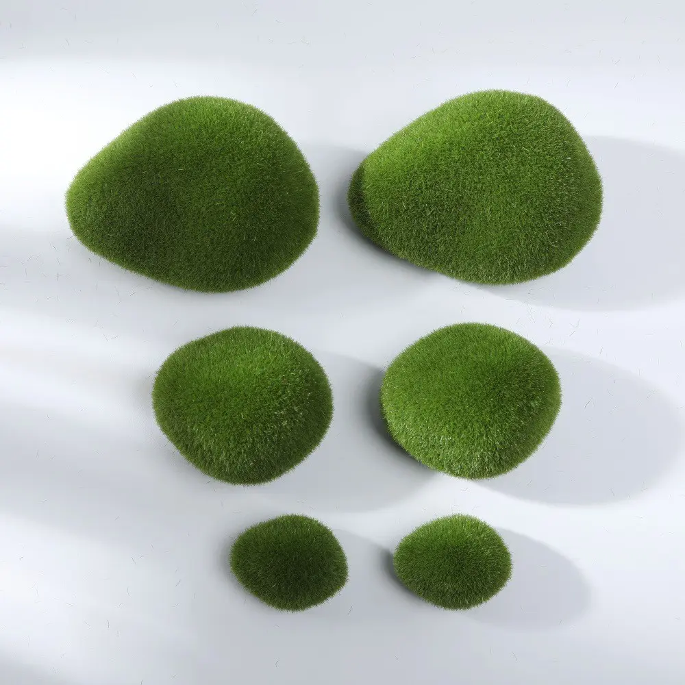 6pcs/10pcs Artificial Moss Stones, Realistic Foam Seaweed Rocks, Plant Decorative Material, Floral Arrangement Supplies