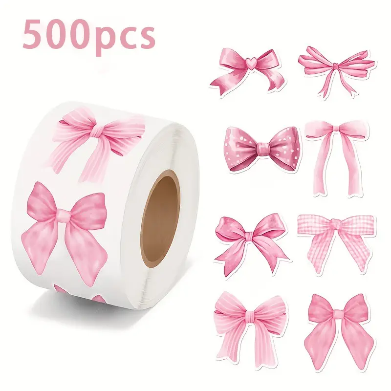500 Bow Tie Stickers, Vintage Floral Decorative Stickers, Cute Patterns, Sealing Tape for Gift Bags, Envelopes, Office Supplies