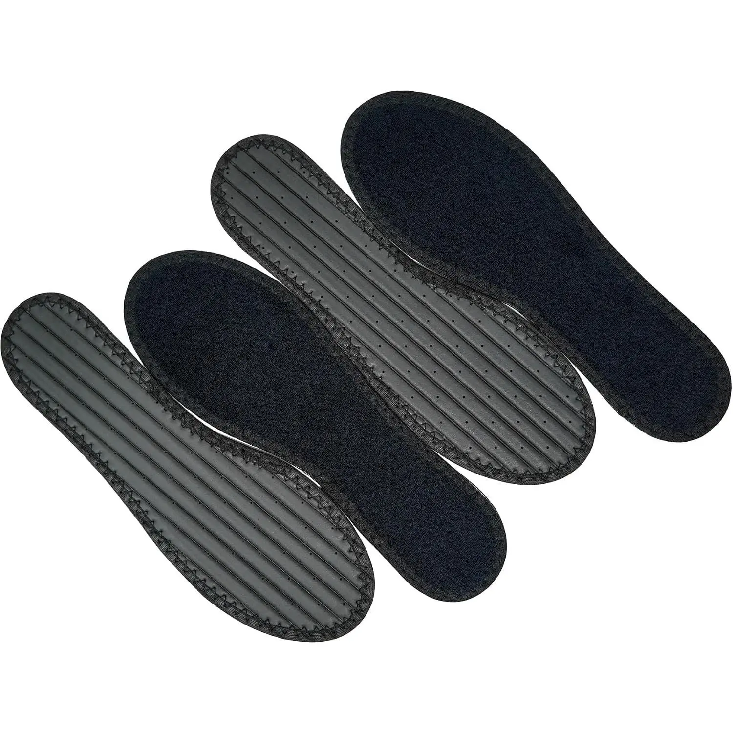 Terry Cloth Shoe Inserts - Washable Shoe Insoles & Sockless Shoe Liners for Women - Sweat Absorbing Cotton Barefoot Inner Soles, Zero Drop (2 Pairs, Black, Women's Size 8)