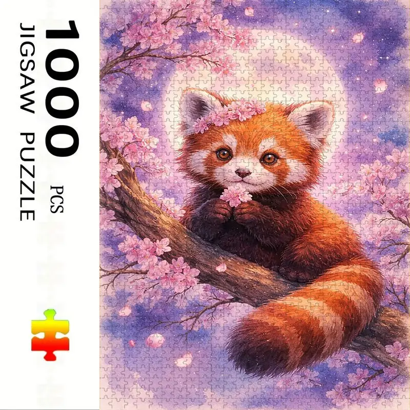 1000 Piece Cute Raccoon Puzzle, Large Adult Family Interactive Toy, DIY Home Decor, Holiday Scene, Mixed Colors, Perfect Gift, Durable Puzzle