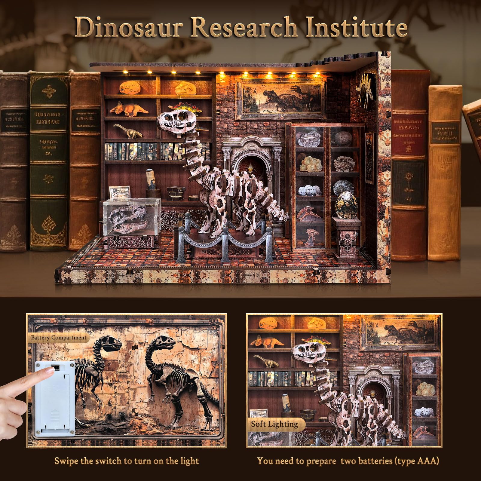 DIY Book Nook Kit, Miniature House Model Set, 3D Wooden Puzzle, Desktop Decoration, Birthday Gift, Christmas Present, Home Decor