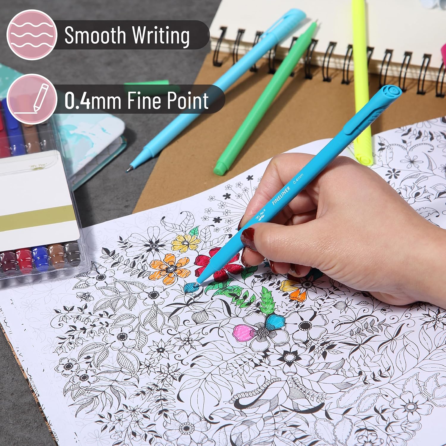 - Fineliner s Colored, 24 Pack,  Triangular Colorful , 0.4mm Fine Liner s