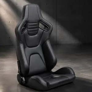 ARCH Universal Racing Seat Reclining Bucket Seat 165 Degree Adjustable Backrest High Quality PVC Leather Black Car Seat for Most Vehicles with Sliders, Black Color Options, PVC Material, Product Dimensions: 20.87 W x 21.85 D x 36.81 H in