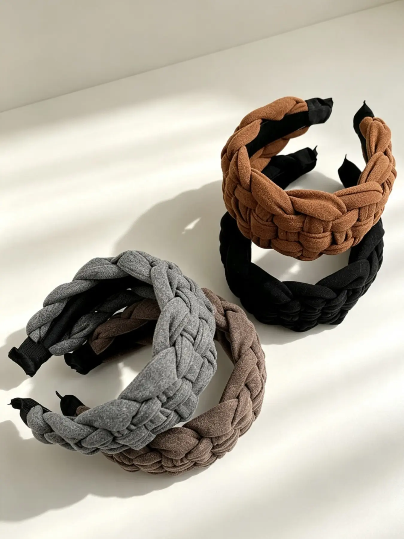 Thick Woolen Braided Wide Headband, Retro French Vintage Chunky Plait Hair Hoop, High Cranial Top Fluffy Headband For Face Washing Makeup Daily Outfit, Neutral Warm Color Hair Accessories For Women