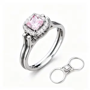 Reversible Flip Ring for Women, Two-Side Rotatable Ring Inlaid Cubic Zirconia, Trendy Stackable Fashion Jewelry Accessory for Daily Outfits Elegant Glittering Ring