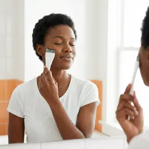 White liquid foundation brush, professional one-stroke coverage double-ended flat brush for facial masks, ultra-thin and lightweight beauty tool, 18-piece makeup brush set, eyeshadow brush, eyebrow brush, mascara brush, blush brush