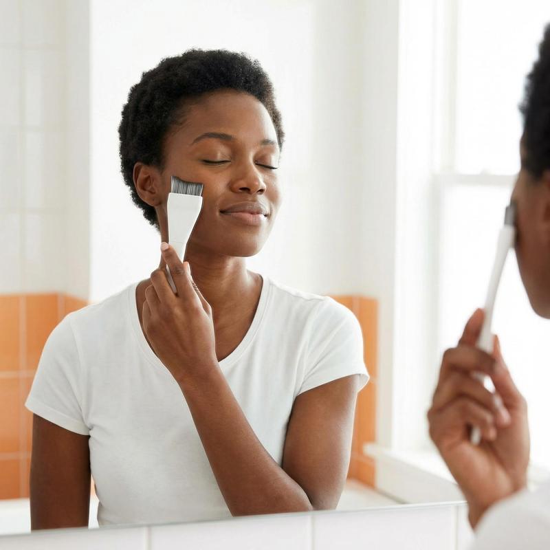 White liquid foundation brush, professional one-stroke coverage double-ended flat brush for facial masks, ultra-thin and lightweight beauty tool, 18-piece makeup brush set, eyeshadow brush, eyebrow brush, mascara brush, blush brush