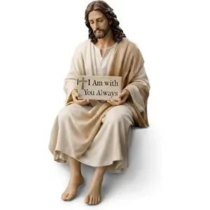 Figurine with "I Am with You Always" Scripture – Christian Home Decor Statue, Inspirational Faith Gift Prayer Room, Bedroom, Living Room, Church