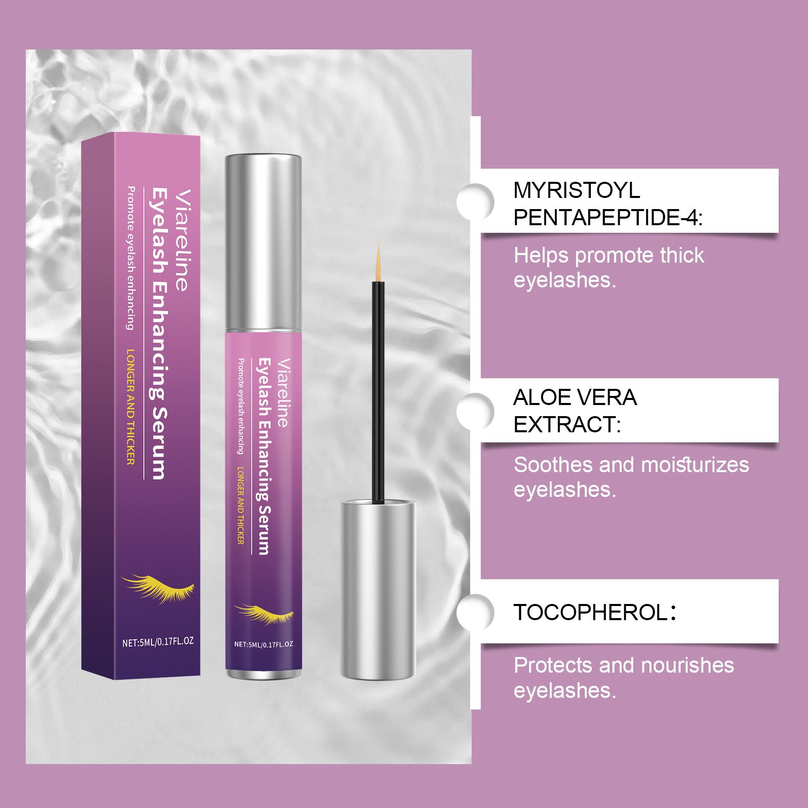 VIARELINE Eyelash Enhancing Serum with Myristoyl Pentapeptide-4, Hyaluronic Acid, Aloe Vera & Vitamin E, Promotes Growth, Strengthens, Improves Elasticity & Nourishes, for Sparse, Fragile Lashes, All Types
