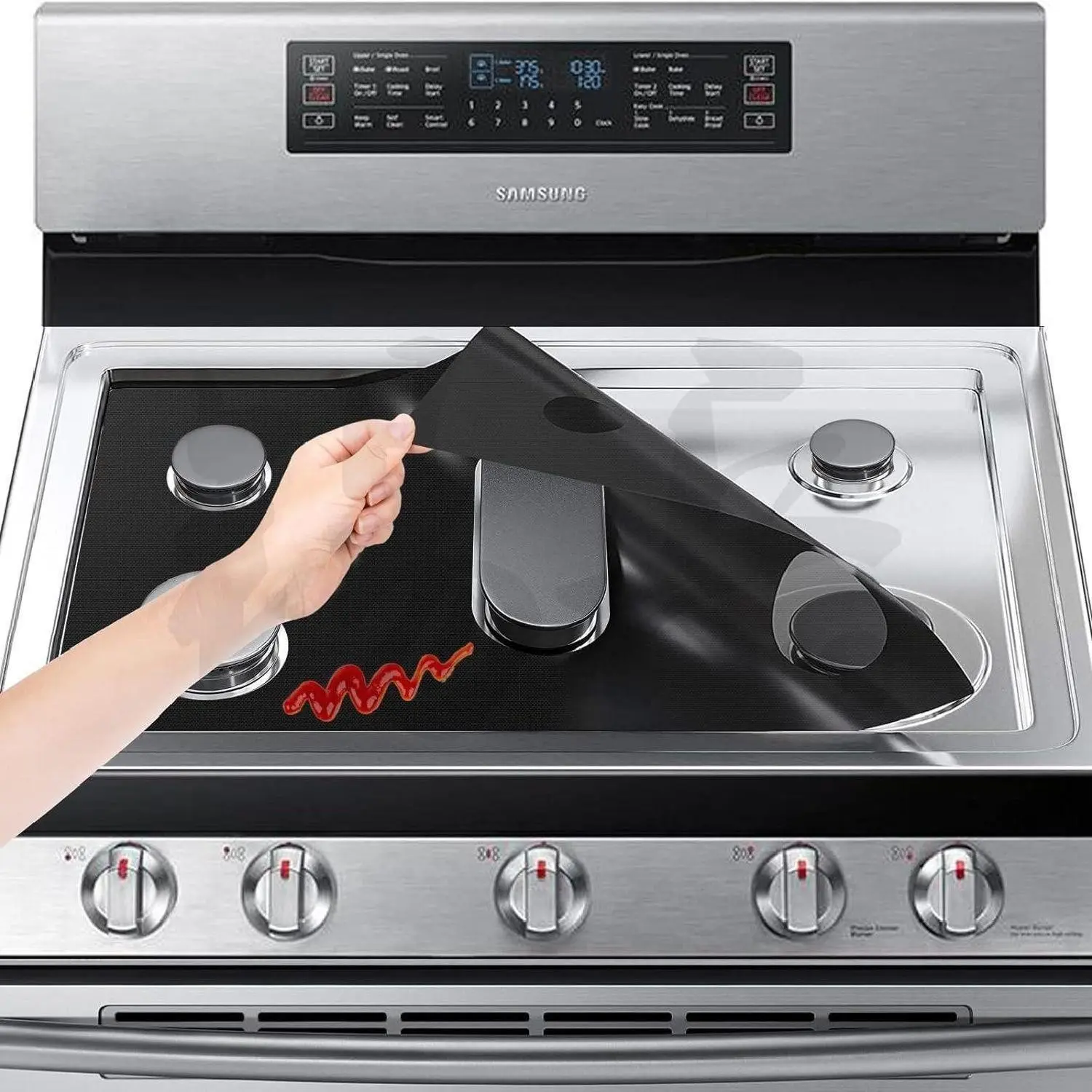 1Pcs Christmas Gift Gas Stove Burner Cover, Reusable Stovetop Surface Protector Pad, Oil-Proof Anti-Fouling Easy Clean Stove Mat, Gas Stove Burner Liners