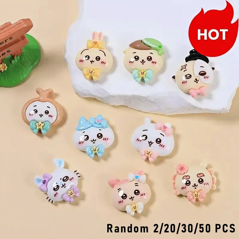 Cute Chiikawa Cartoon Resin Charms DIY Jewelry Accessories Hachiware Usagi Chii-kawa Mini Figurine Handmade Cream Glue Hairpin Phone Case Shoe Lace Buckle Nail Charms Itabag Decor Anime Craft Supplies For Girls Fans Gift