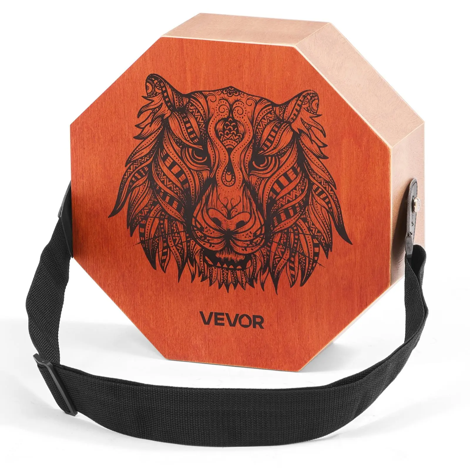 VEVOR Birch Wood Cajon Box Drum - Portable Percussion Instrument with Internal Guitar Strings, Adjustable Strap, 11.6x11.6x4 in, for Beginners & Professionals