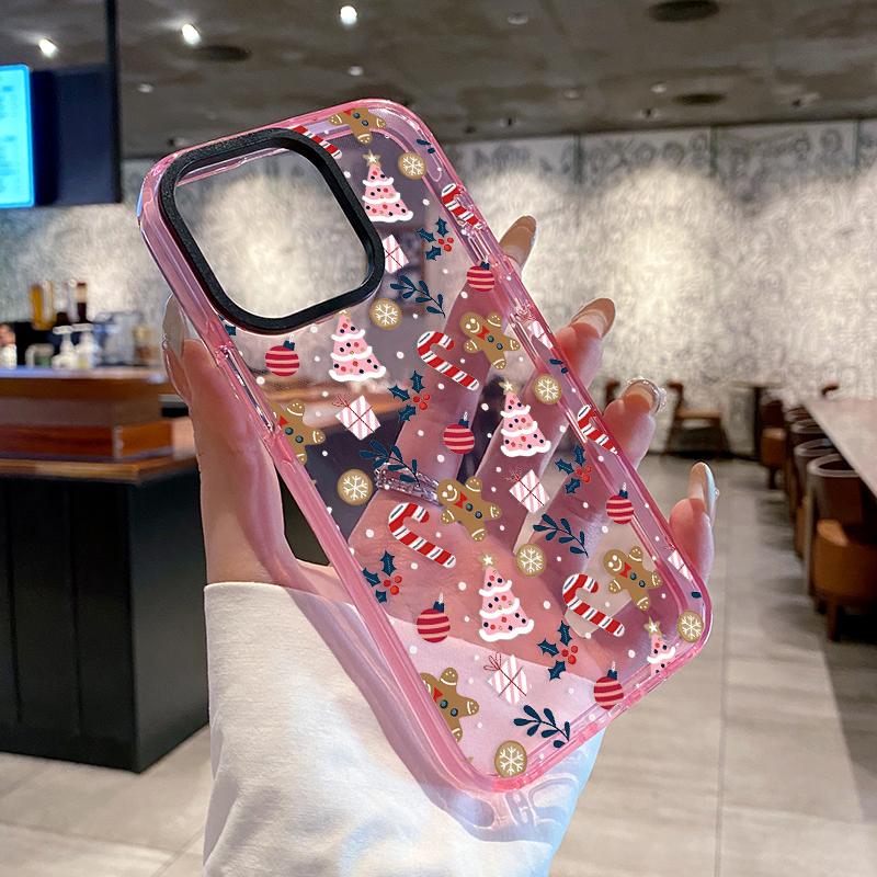 Phone Case for iPhone 17 Air  16 Plus 15 Pro Max 14 13 12 11 Christmas Whimsy Pattern Non-Yellowing Shockproof Soft Silicone Transparent Cover