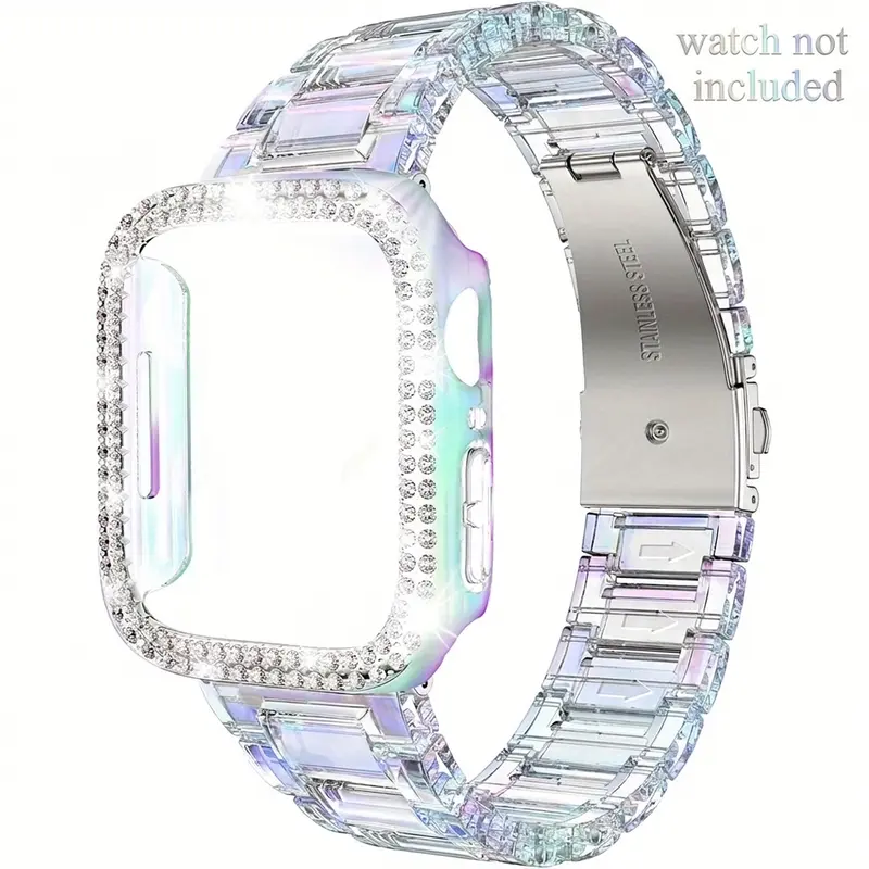 Watch Band & Watch Case Set, 1 Count Rhinestone Decor Watch Band & Watch Case, Wearable Accessories Smartwatch Accessories Compatible with iWatch Series Ultra SE 9 8 7 6 5 4 3 2 1 Smart Watch Accessories (Band Only)