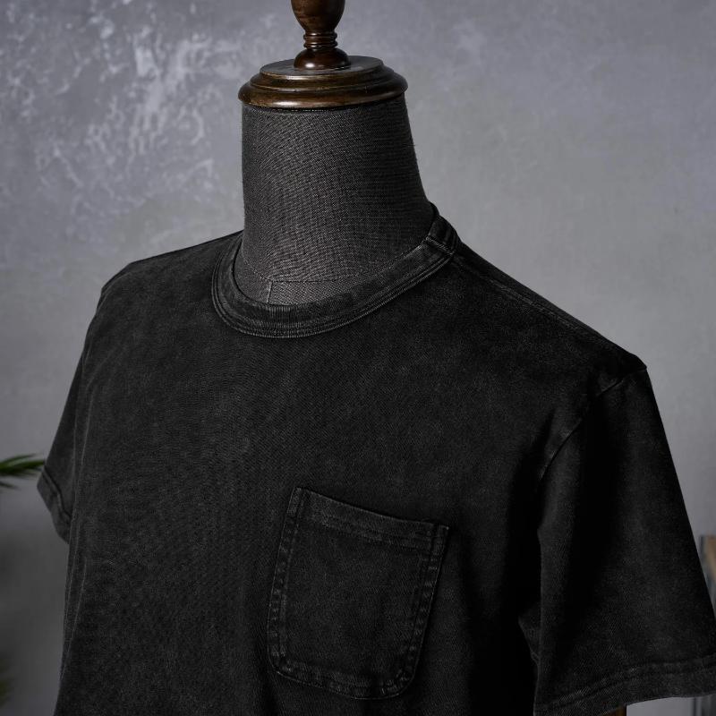 Kyn Apparel  Men's Heavyweight Pure Cotton Short Sleeved T-shirt American Retro Solid Color High-end Fabric Loose T-shirt