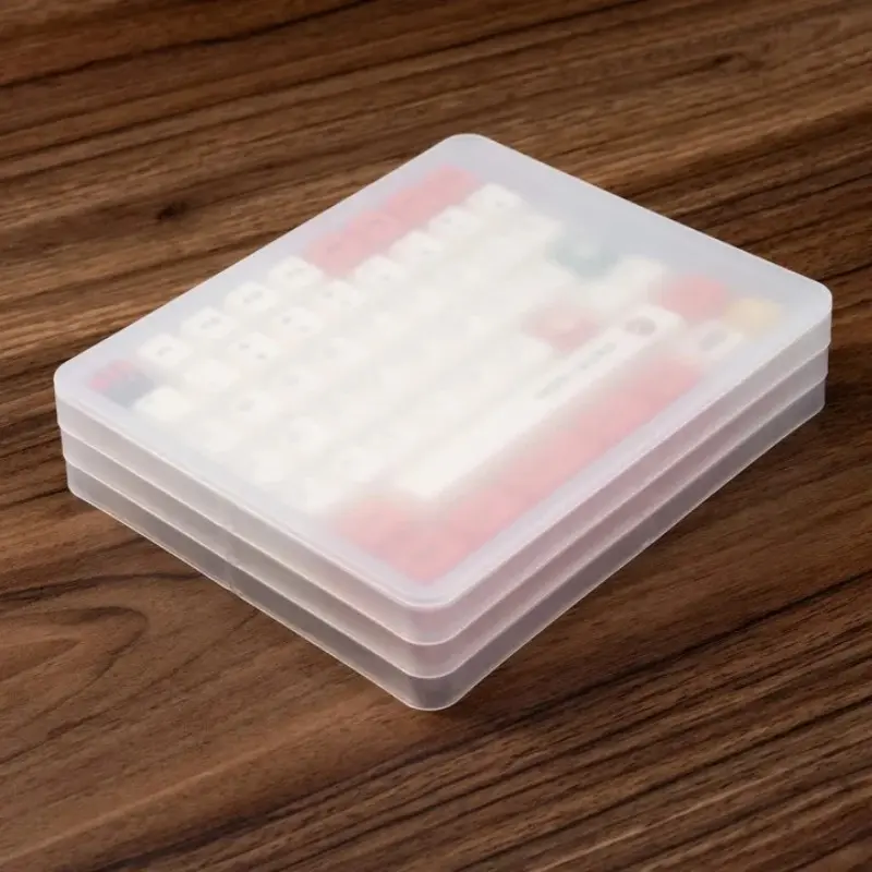 Transparent Plastic Keycap Storage Box with Lid, Dust-Proof Keycap Organizer with Slots, Portable Keycap Collection Container, Fits All Mx Axis Mechanical Keyboard Keycaps, Clear Storage Containers