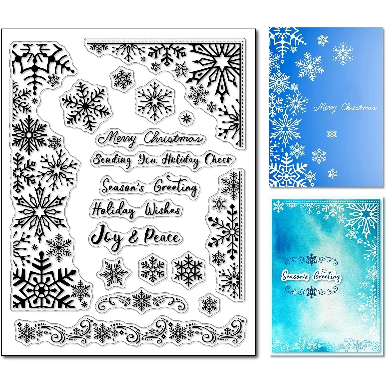 Arbuya Christmas Snowflakes Clear  for Christmas Cards Making or Journaling, Snowflake Border Corner   for Journals Albums Scrapbooking Paper Crafts Decoration