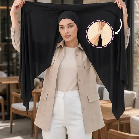 Women's Magnetic Instant Coverage Jersey Modest Stretchy Stretchable Hijab, Soft Breathable All-Seasons Hijab, Casual Daily Wear, Gift for Family & Friends, Muslim, Modesty