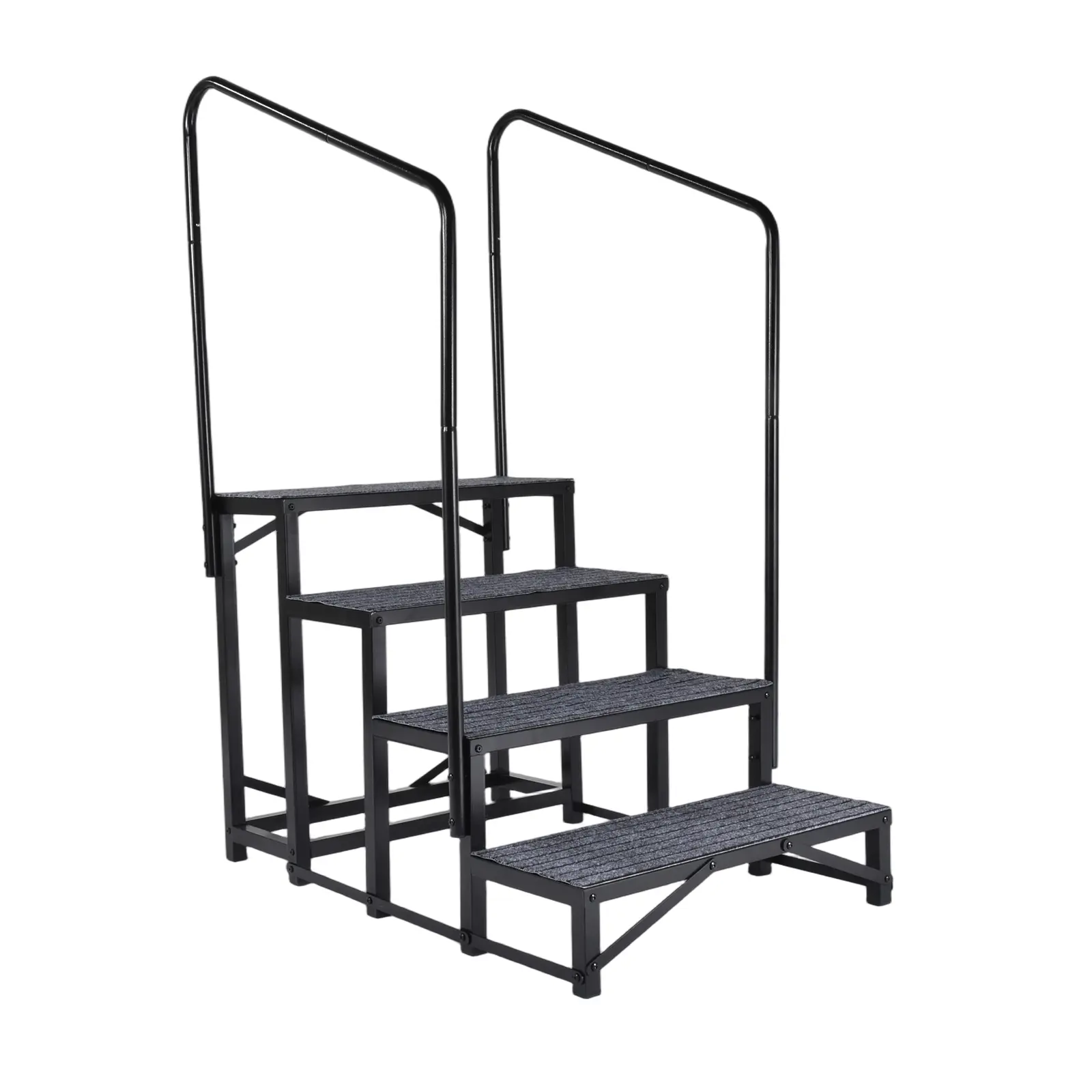 RV Steps with Handrail 440 Lbs Heavy Duty Mobile Home Stairs 4 Steps Portable Stairs for Adults Kids Pets Caravan Travel Trailer Swim Spa
