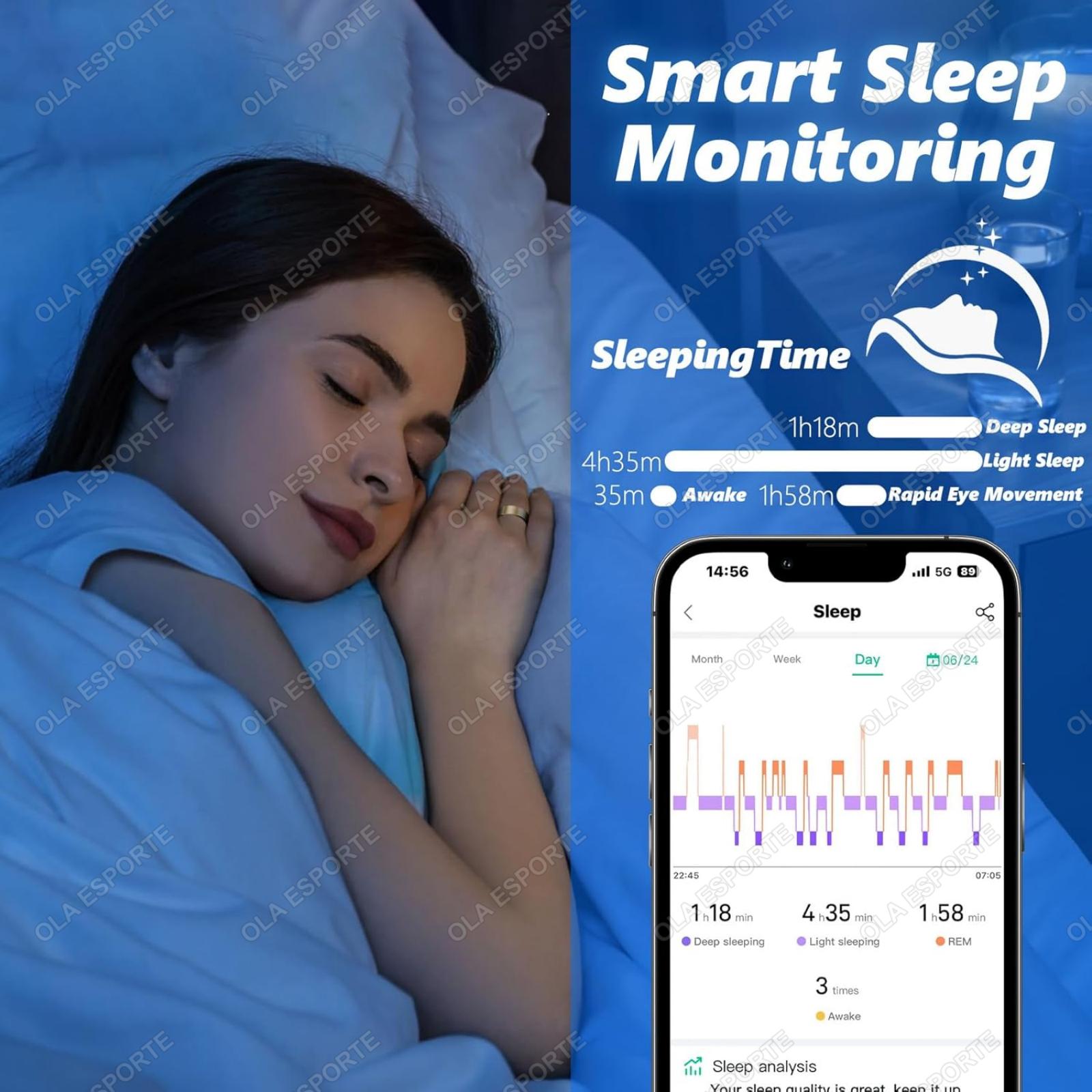 Smart Ring Blood Pressure Heart Rate Sleep Monitoring Smartring IP68 & 5ATM Waterproof Multi-sport Mode Smartring Man Women touch ultrahuman Smart Sleep and Fitness Ring