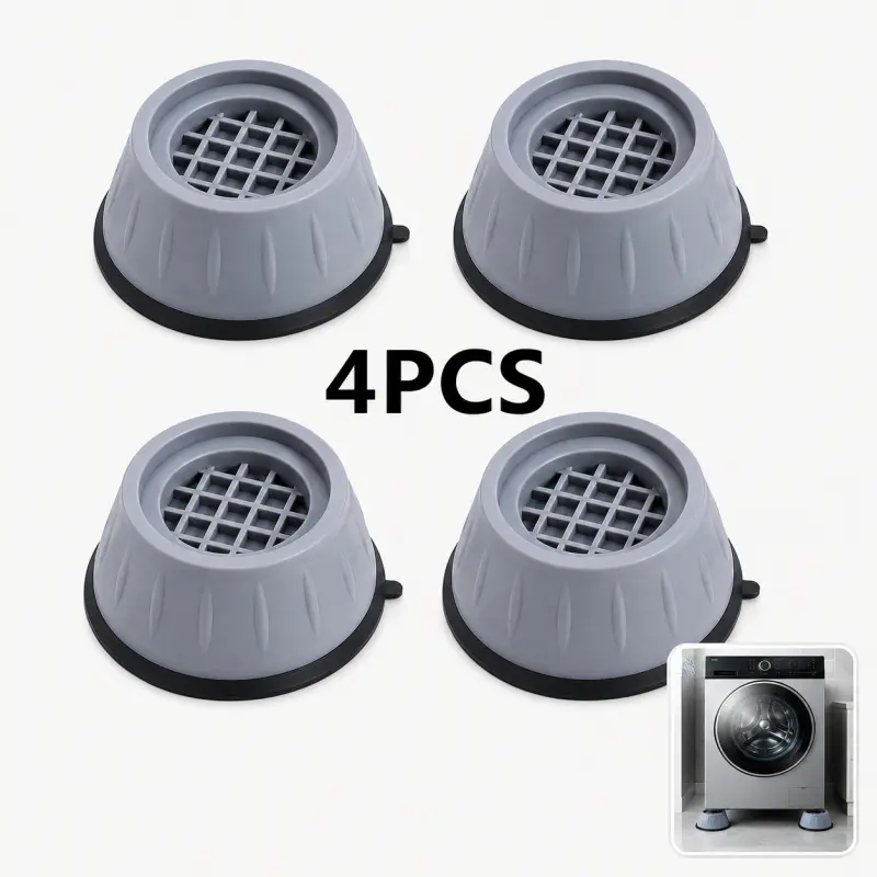 4-Count Multipack Universal Shockproof Washer & Dryer Rubber Pads Set, Nonslip Stabilizer with Anti-Vibration, Noise-Cancelling, Durable Moving Prevention for Indoor Recreation Equipment