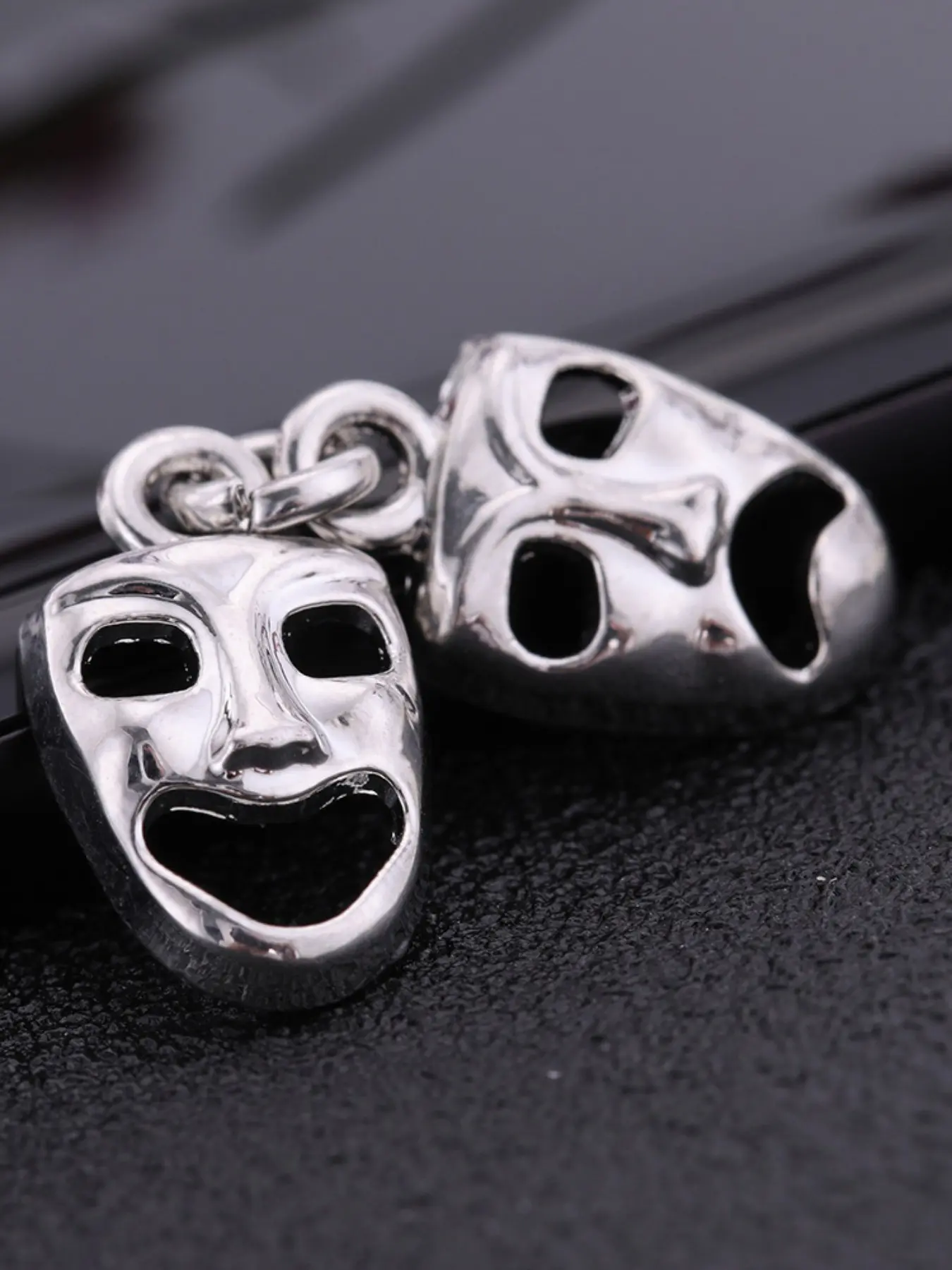 Two Funny Clown Mask Pendants for Jewelry Making, Antique Silver Color Alloy DIY Accessories, Ideal for Necklaces, Bracelets, Keychains