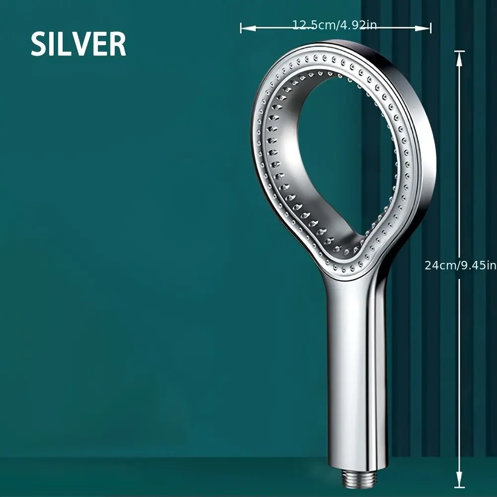High Pressure Shower Head, Wall Mounted Handheld Round Spray, Ergonomic Grip, Water Pressure Booster, Durable Plastic Black/Silver, Sturdy Structure, Modern Bathroom Upgrade, Handheld Shower Wand, Showerhead High Pressure With Handheld