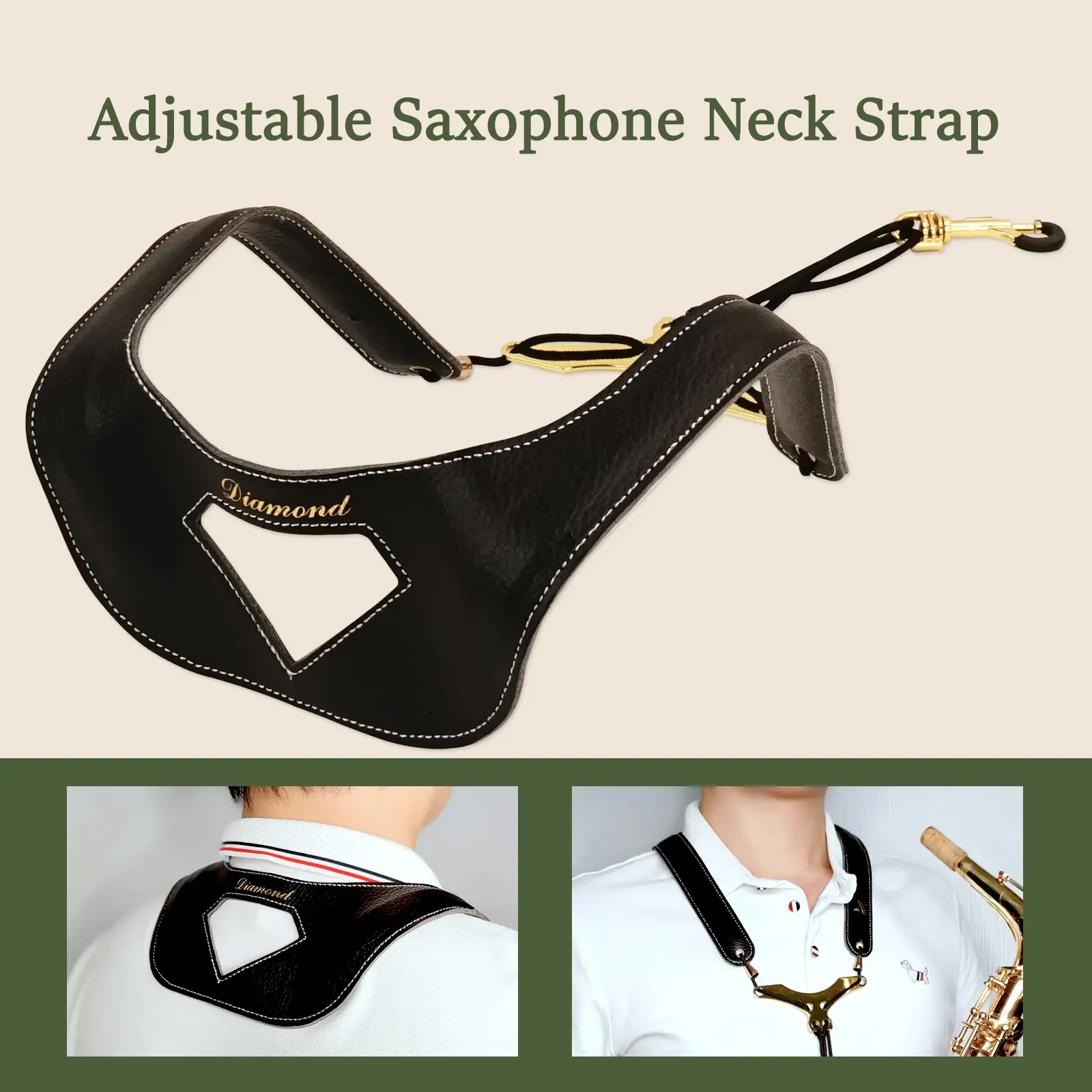 Adjustable Saxophone Shoulder Strap, Universal Medium Alto Sax Strap, Dual-Shoulder Load Distributor, Bendable Design, Music Instrument Accessory, Saxophone Neck Strap, Music Accessories