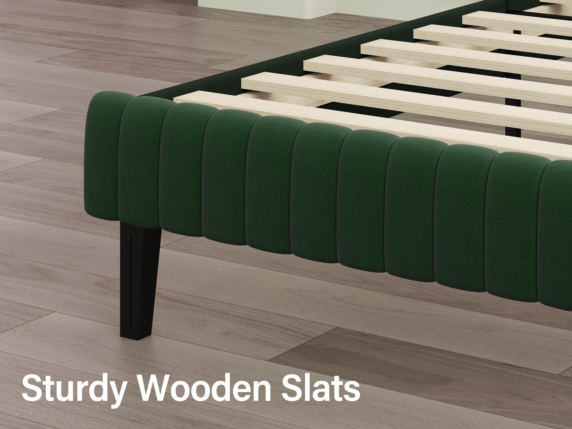 - Multi-Color Velvet Upholstered Bed Frame (White/Black/Pink/Green/Blue), Vertical Channel Tufted Headboard & Footboard, Multi-Size (Twin/Full/Queen/King), Soft Plush Comfort