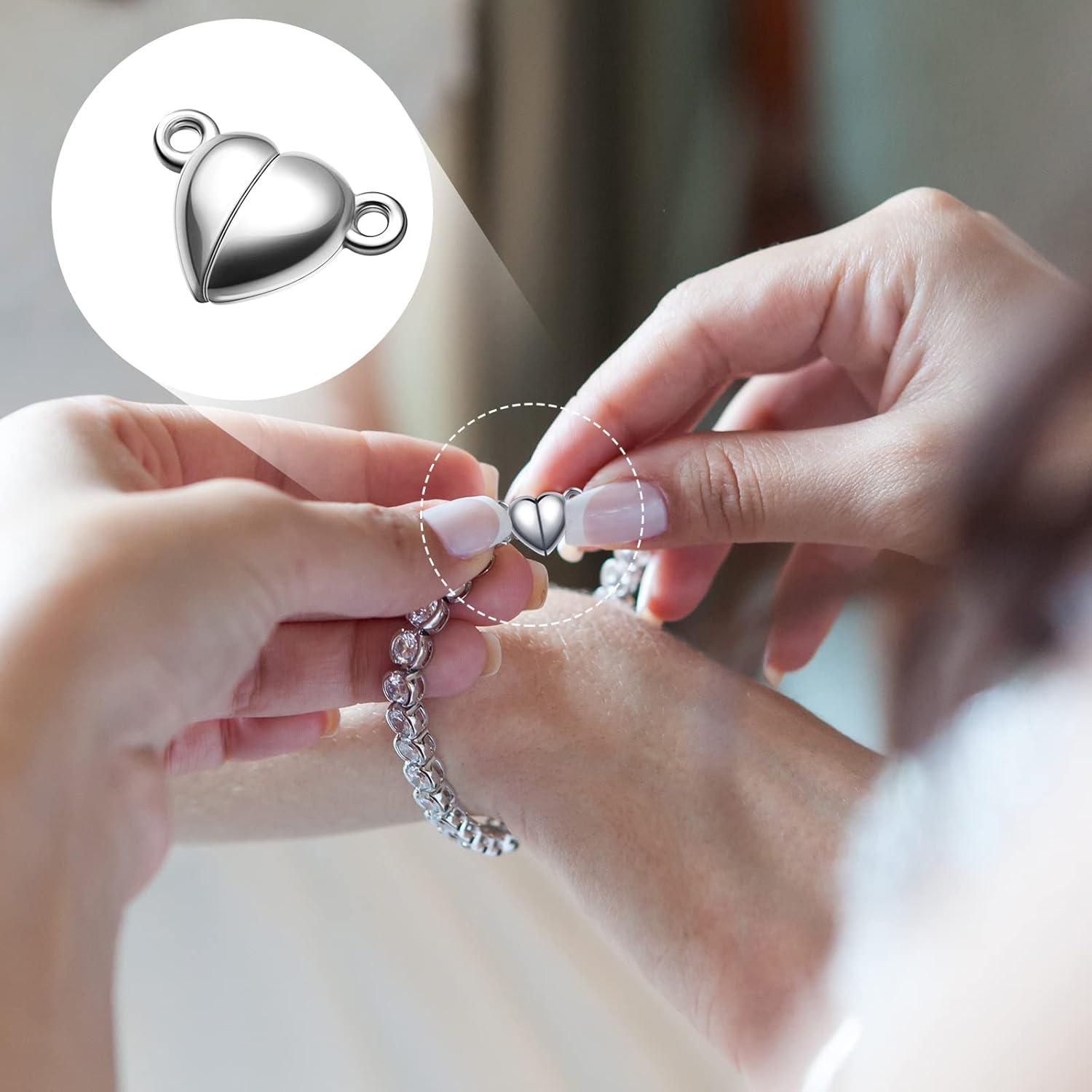 48 Pieces Heart Shaped Magnetic Clasps for Jewelry Gold Silver Bracelet Clasps Closures Magnetic Breakaway Converter for Bracelet Necklace DIY Making Wedding Jewelry Accessories,Car Interior Accessories