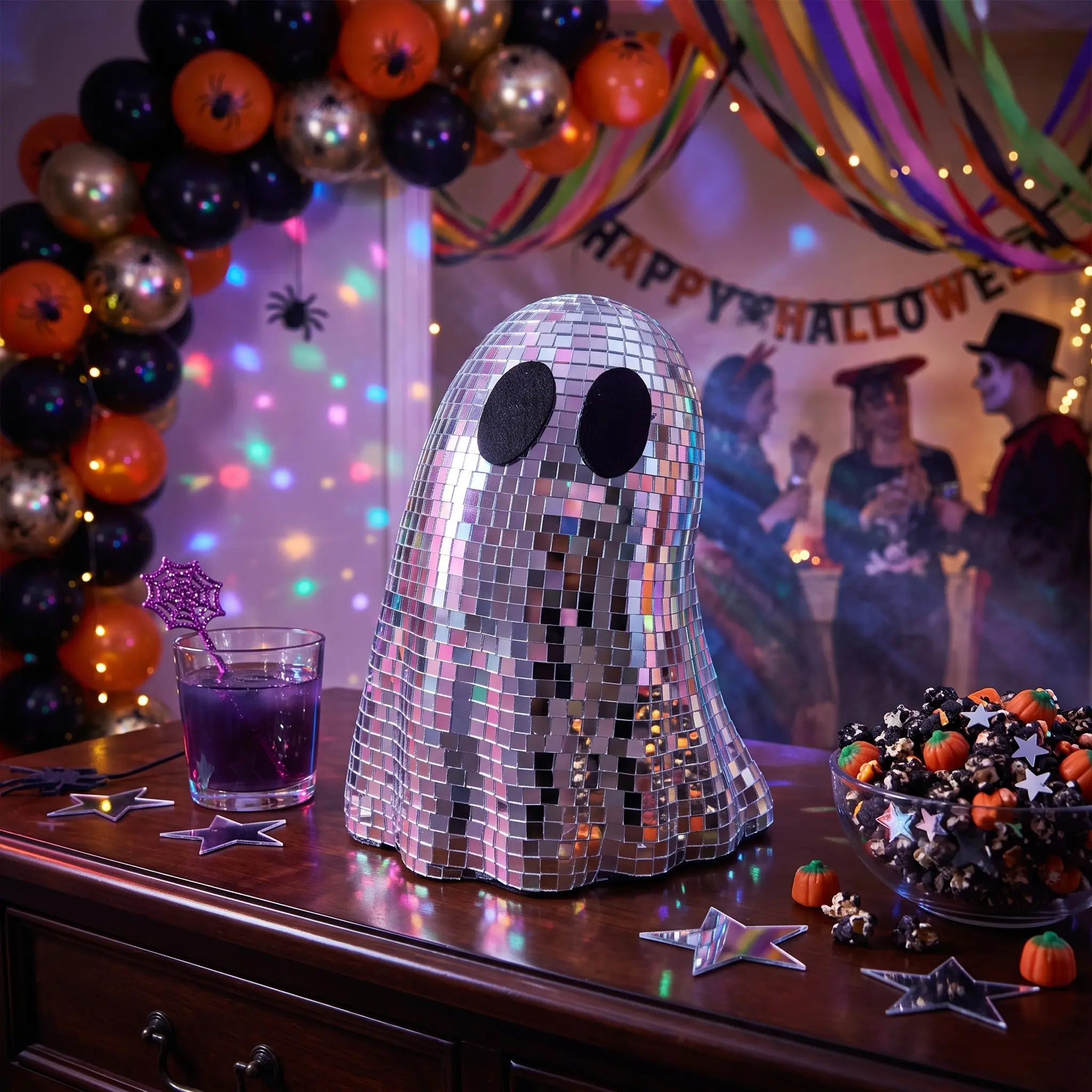 Glitter Disco Ball with Mirror Tile Roll, Aesthetic Room & Party Decor, Perfect for Festive Atmosphere, Enhance Your Event Style, Festival Decorations