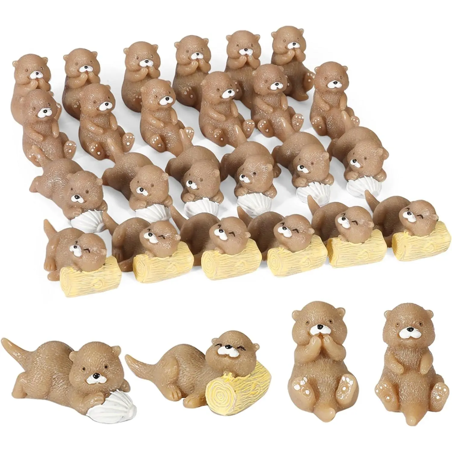 24 count Miniature Otters Figurines Small Otter Toys for Decorative Garden Moss Landscapes,Fairy Gardens, Dollhouses,Birthday Cake Toppers,Cute  Shaped Statues & Cartoon Crafts