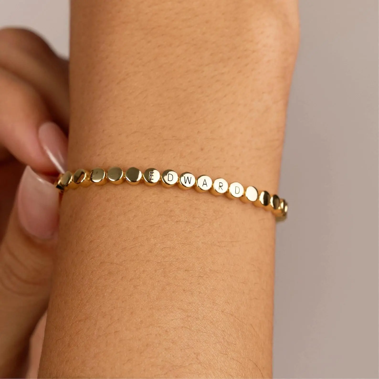 Custom Gold Bead Name Bracelet, Personalized Jewelry Bracelet, Little Words Project, Keepsake Gift, Fathers Day Gift