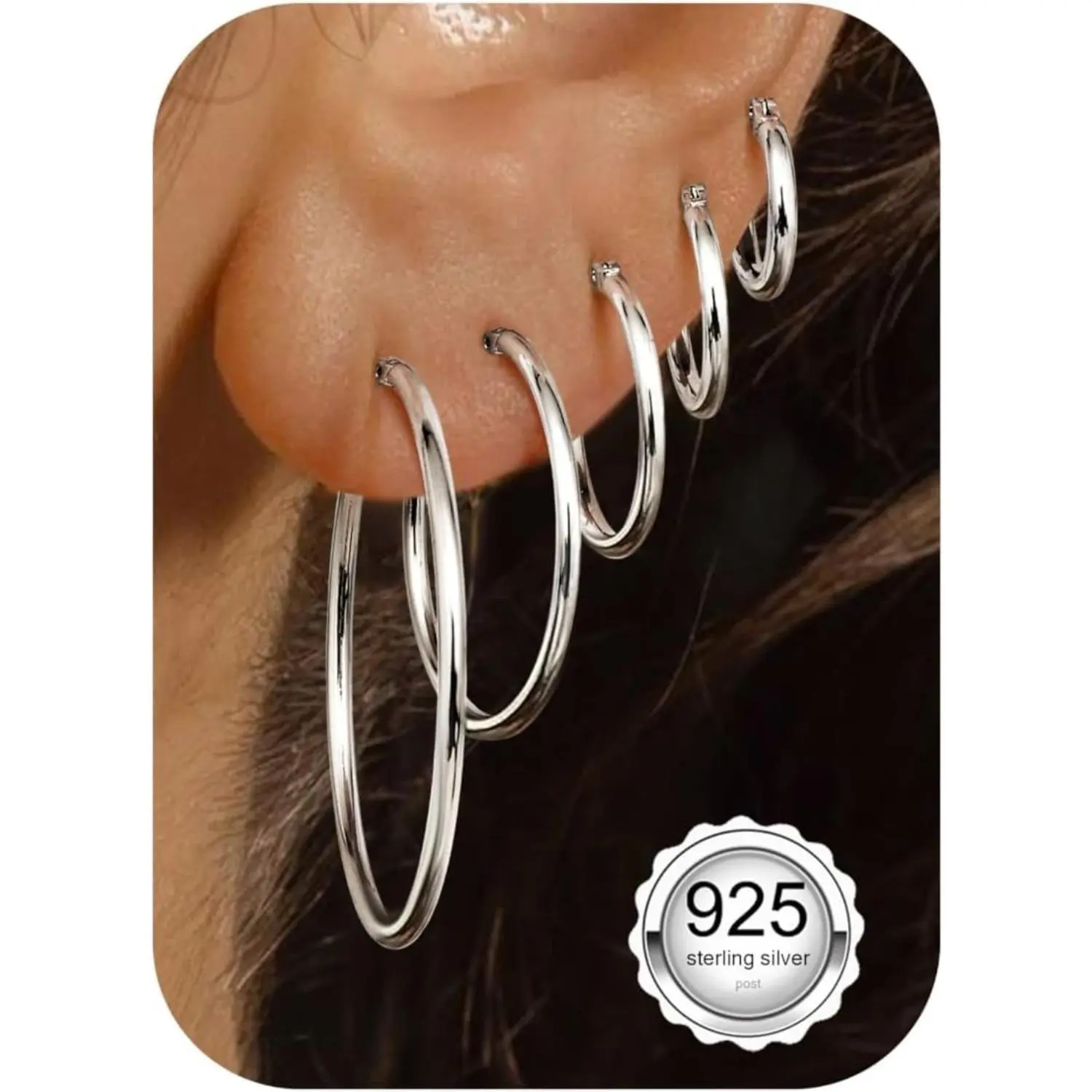 Varil 925 Sterling Silver Hoop Post Earrings for Women-Small 14K Gold Plated Silver Hoops Earrings,Hypoallergenic Silver Hoop Earring for Women-Medium Big Hoops Stack Earring 10/14/20/30/40mm