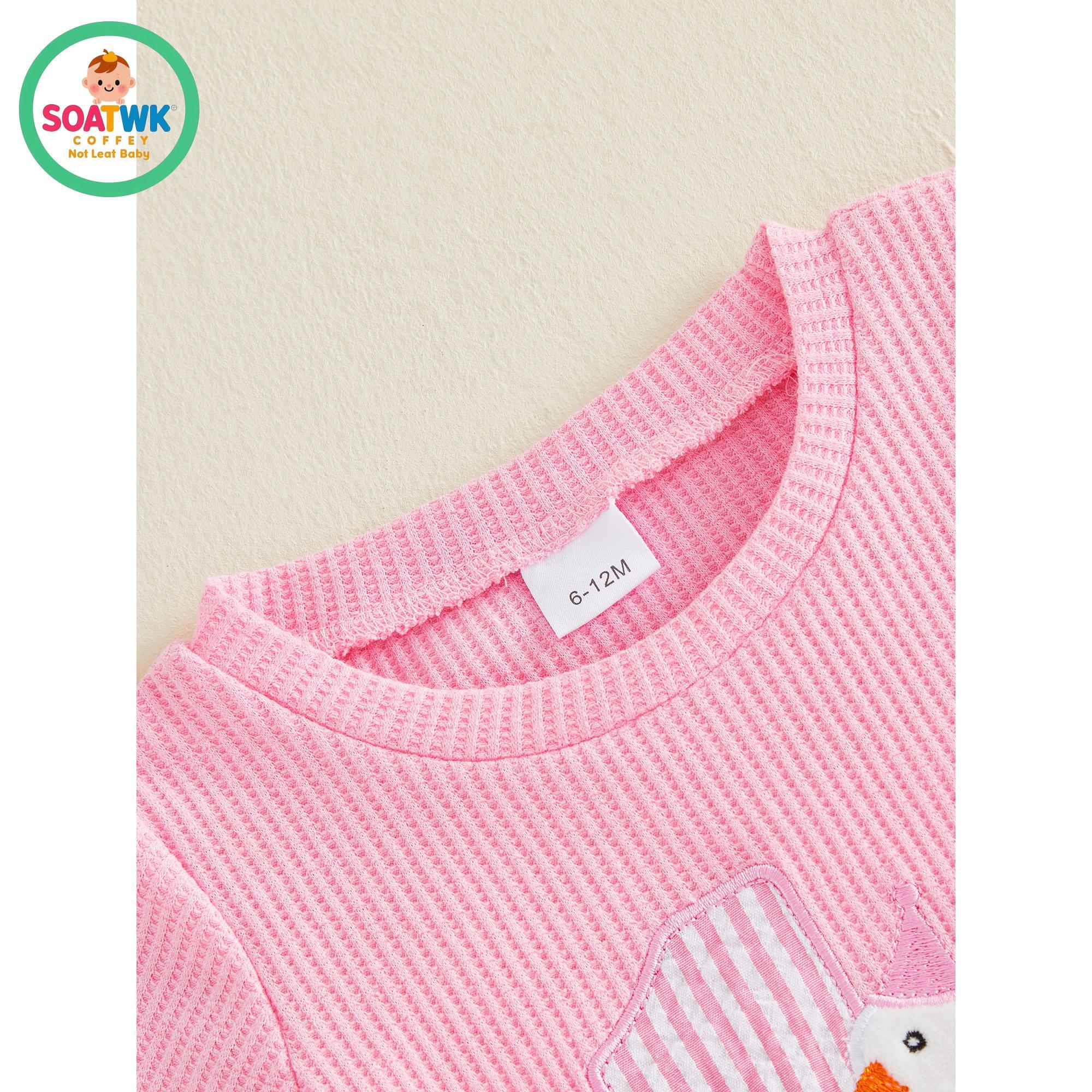 Baby Girls Birthday Outfit, Short Sleeve Embroidery Duck T-shirt with Striped Shorts Summer 2-piece Outfit