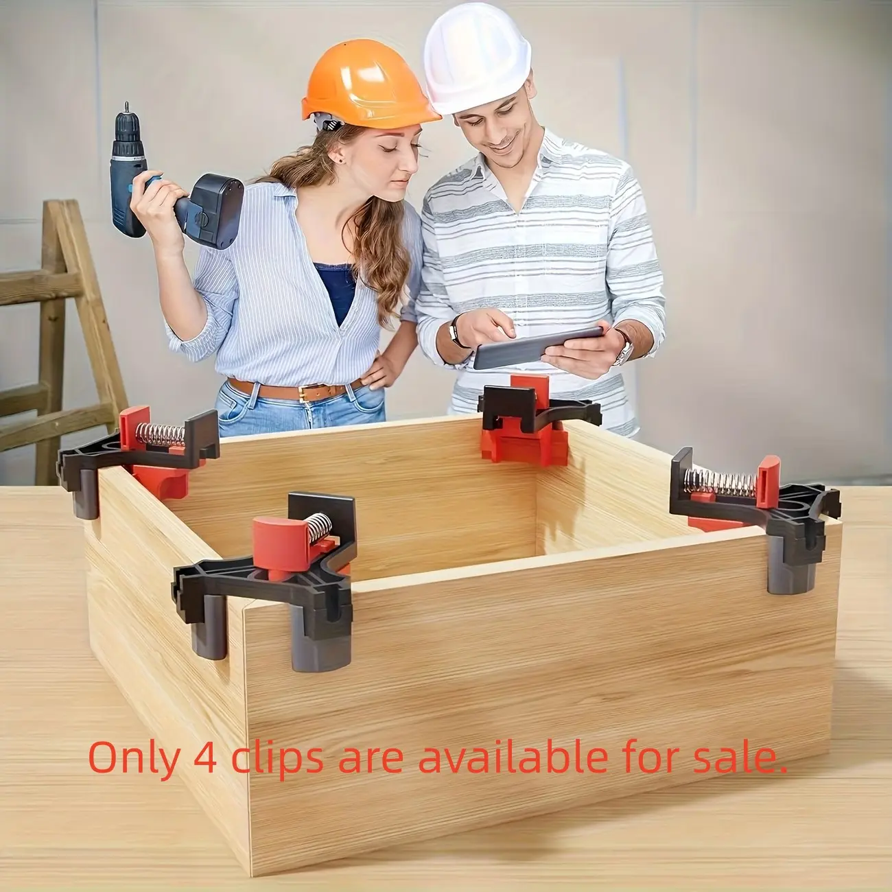 4-Pack Airaj Angle Clamps, 90-Degree Adjustable Spring Wood Clips, Ideal for Woodworking, Cabinets, Picture Frames, Handmade Projects, Plastic Material