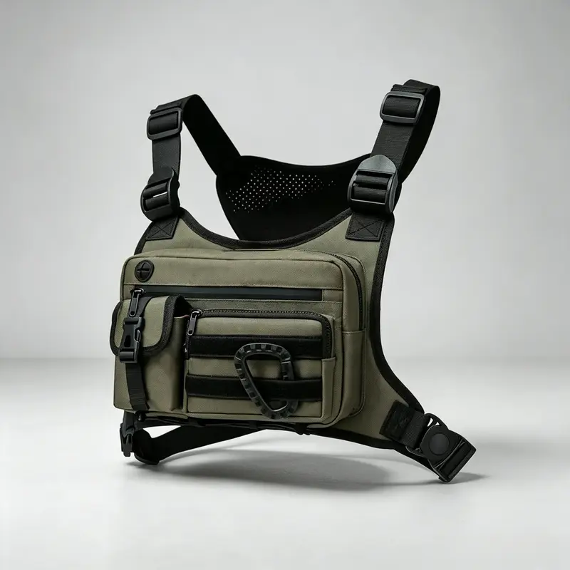 Men'S Tactical Chest Bag, Running Double Shoulder Backpack, Multifunctional Vest Strap, Tactical Vest, Waterproof And Wear-Resistant