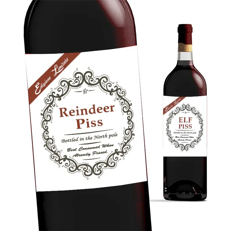 5 Funny Christmas Wine Bottle Labels, Personalized Stickers, Novel Joke Design, Fun and Happy Wine Bottle Tags, Perfect for Holidays