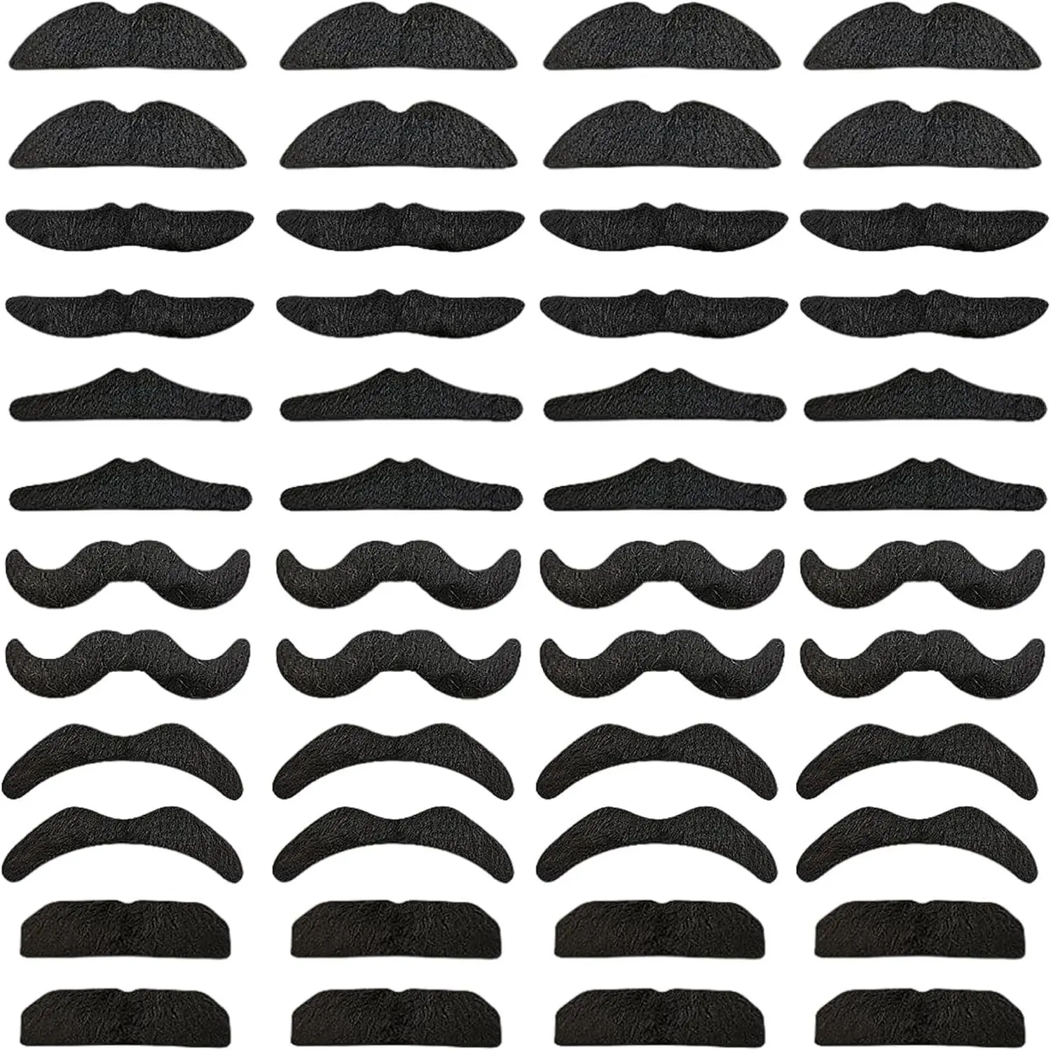 48 Pcs Black Novelty Fake Mustaches - Artificial Mustache Party Supplies for Birthday, Halloween, Masquerade(Gift)