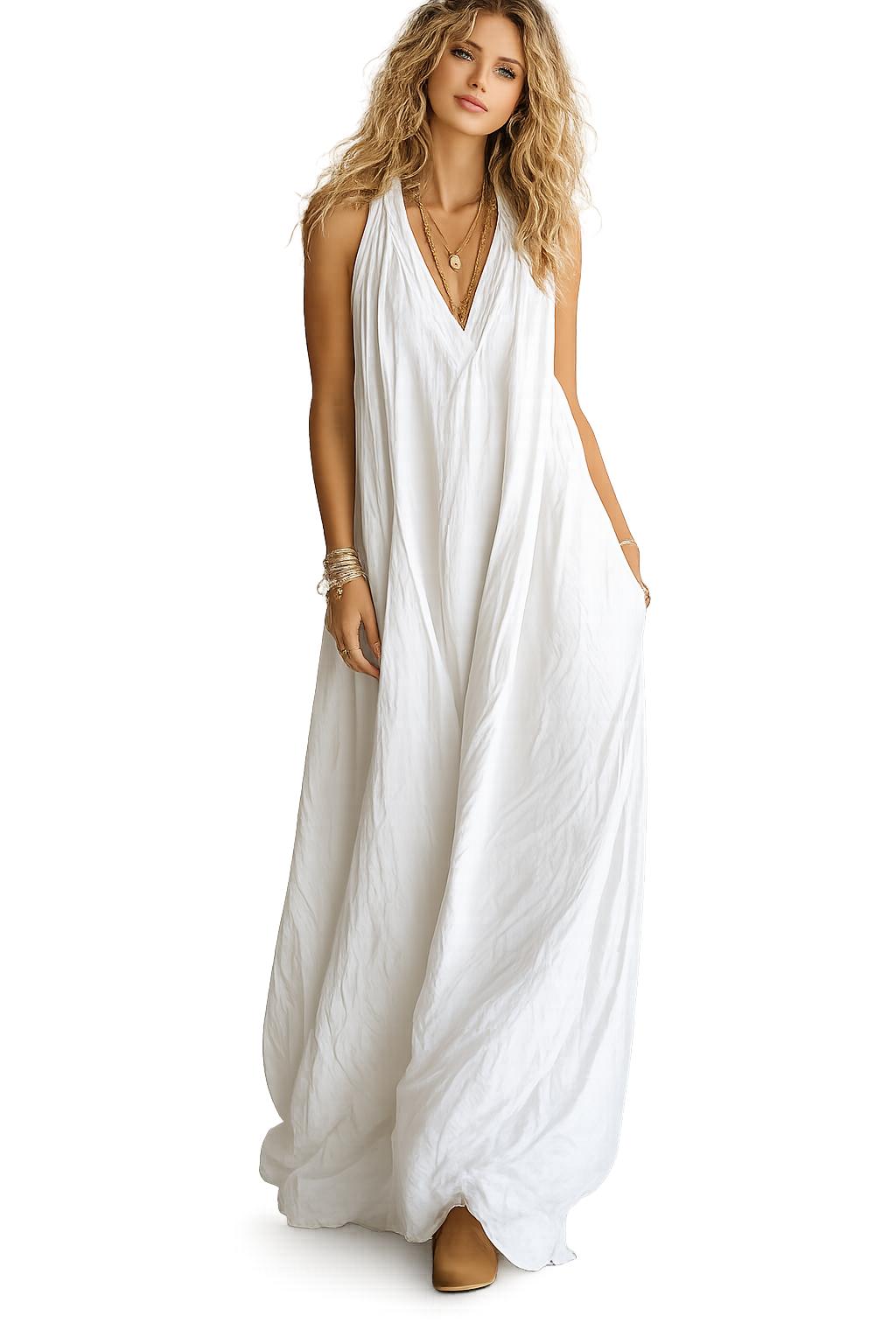 2026 New Women's Fashion Casual Sleeveless Loose Pocket Women's Long Dress