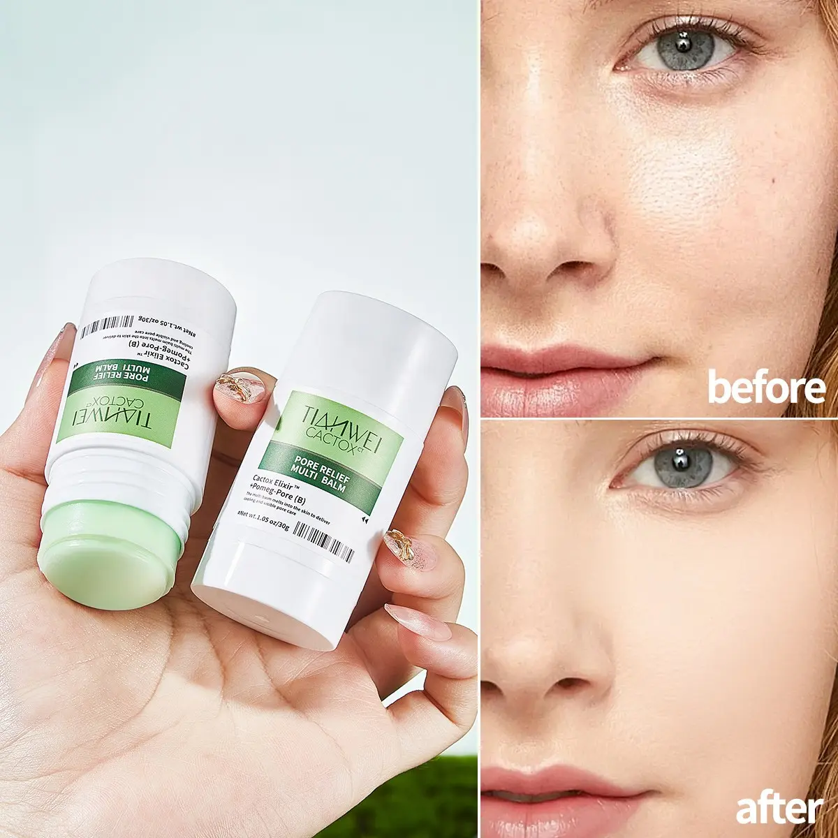 Multi-Purpose Pore Repair Cooling Stick, Contains Refreshing Cactus Ingredients, Botanical Skin Care, Reduces Swelling, Depuff, Refines Pores, Rejuvenates and Repairs Skin, Cooling Sensation