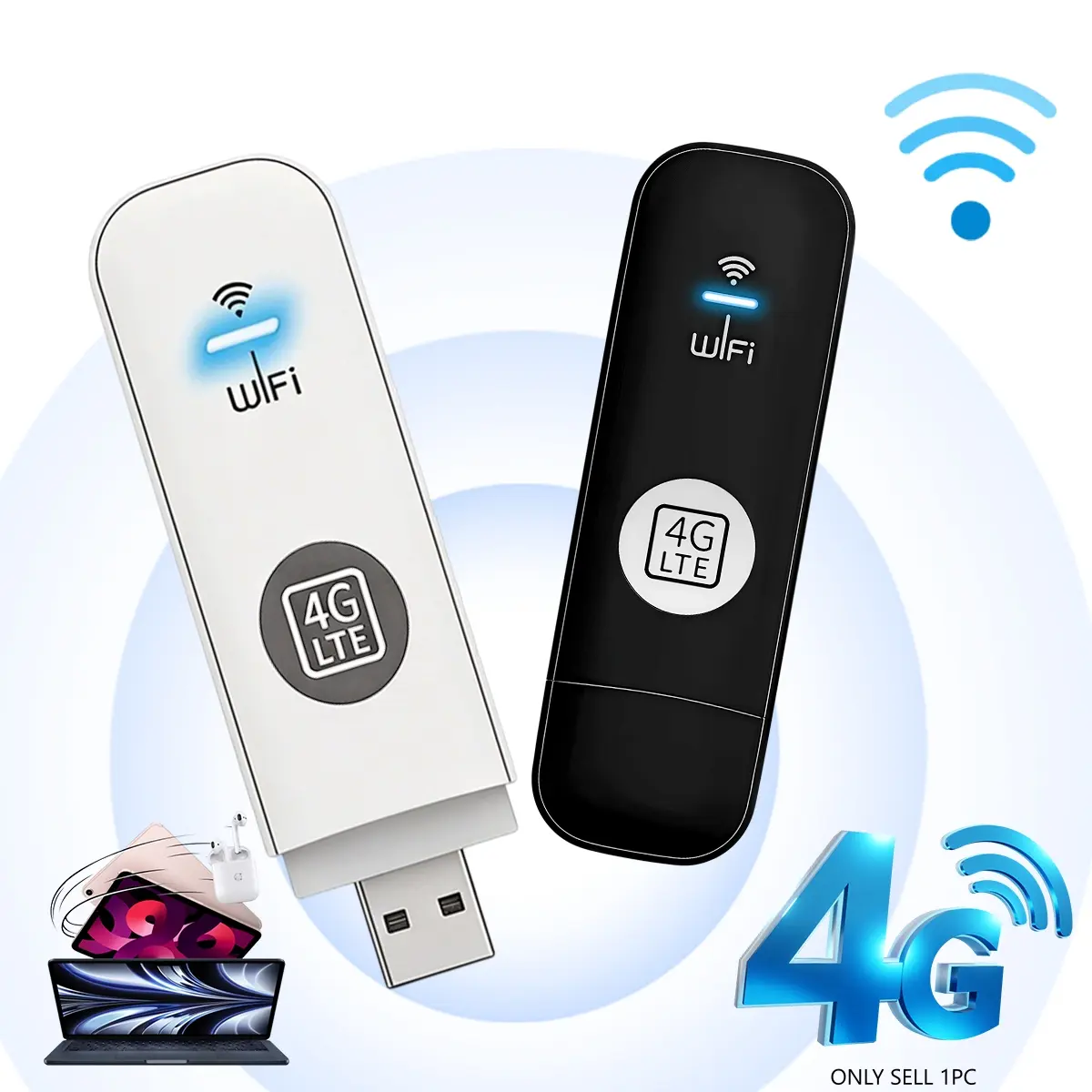 Portable 4G LTE WiFi Dongle, 4G Portable Mobile Hotspot, US Compatible Network, High-Speed Internet Router Supports Multi-Device Connection, Plug & Play Easy Setup, Perfect for Travel & Outdoor Camping