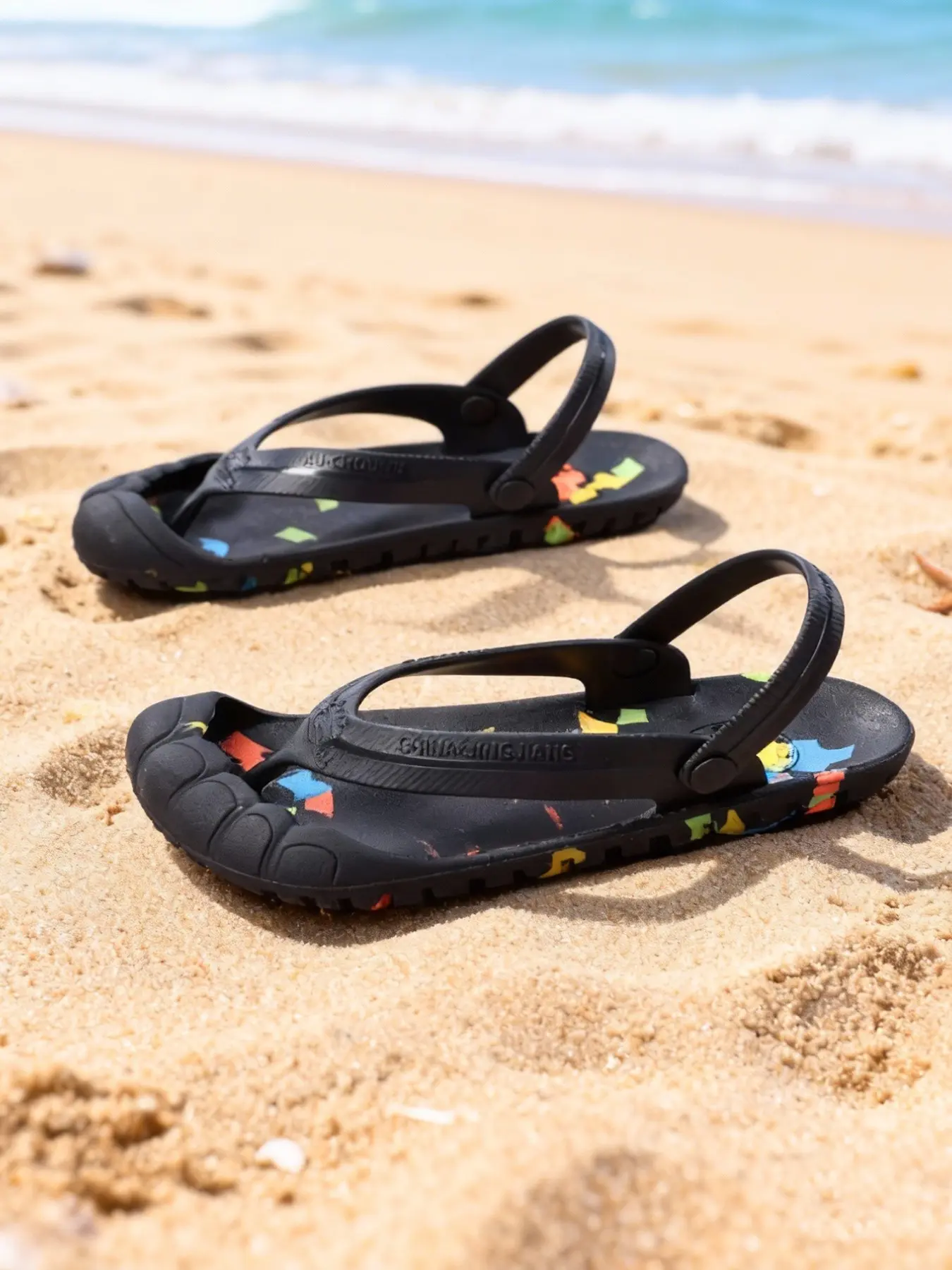 [Dn. Monkeys] Women's Adjustable Flip-Flops, PVC Upper, Rubber Sole, Quick-Dry Beach Sandals, Non-Slip, Outdoor Water Shoes, Adjustable Strap Sandals