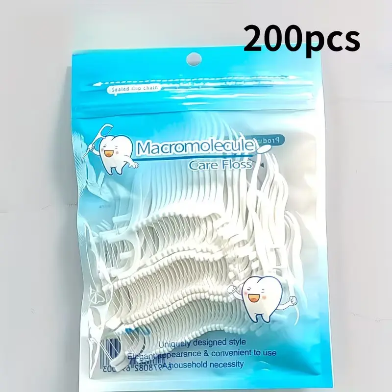 200pcs Dental Floss Sticks, Portable Disposable Toothpicks, Interdental Brush for Teeth Cleaning, Oral Hygiene Care, Easy to Use, Clean Gaps