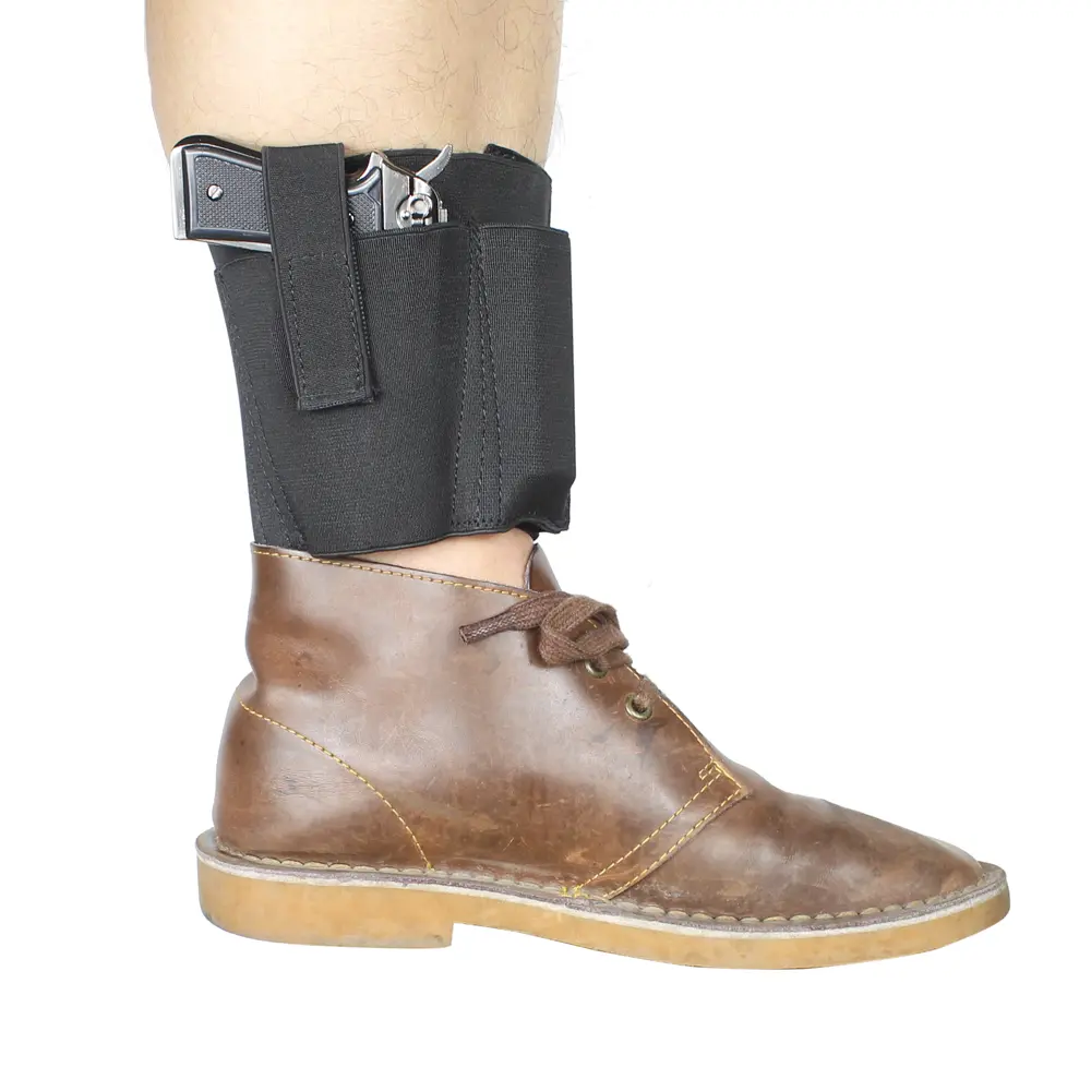Ankle Holster for Concealed Carry, Elastic Deep Concealment Leg Holsters with 2 Magazine Pocket/Pouch for Men and Women, Right & Left Hand Draw