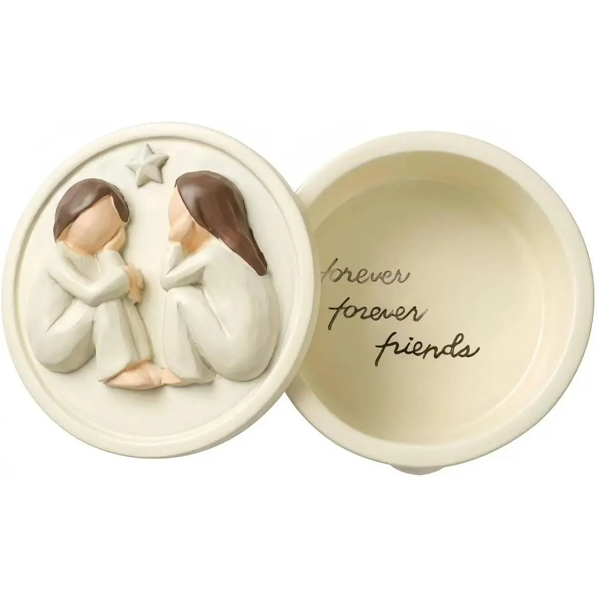 Forever    Box - Hand-painted friendship  box with two angel figures 3 inches x 2 inches tall A touching friendship  for women  , and birthdays