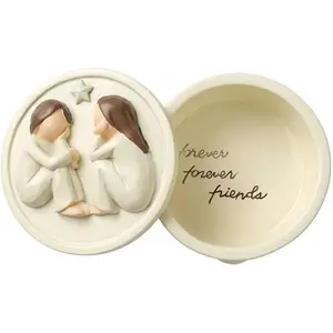 Forever    Box - Hand-painted friendship  box with two angel figures 3 inches x 2 inches tall A touching friendship  for women  , and birthdays